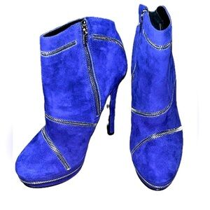 Colin Stuart Size 9B Booties Zipper Violet Blue Platform Stiletto Boots Cocktail